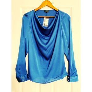 Limited Blue Cowl Neck Blouse